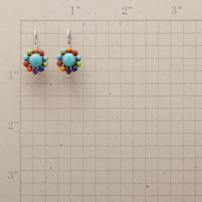 Chic Multi-Coloured Turquoise Hoop Earrings