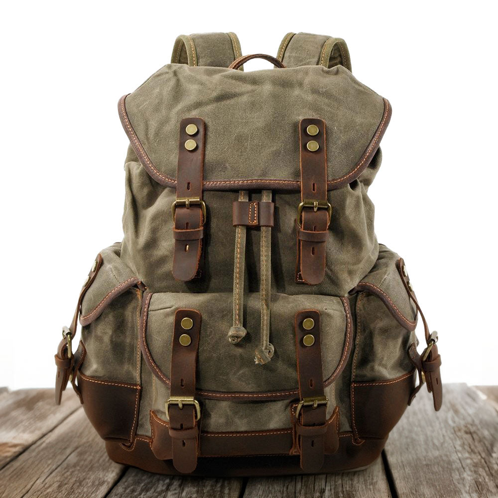 John | Robust canvas backpack made of Vegan Leather