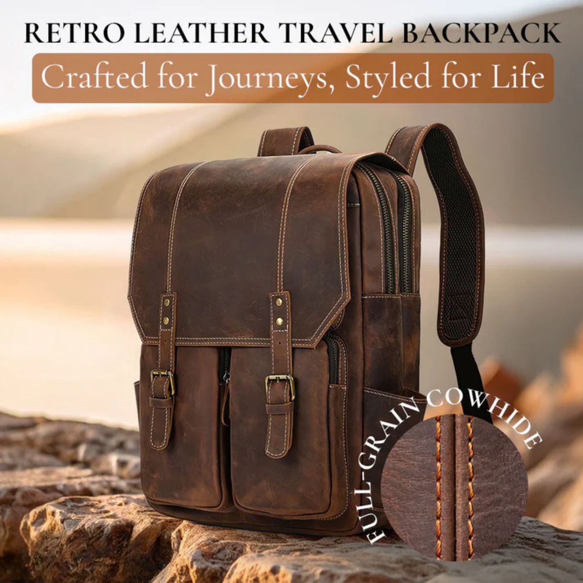 Robert | Sturdy travel backpack made of Vegan Leather