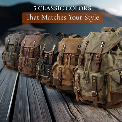 John | Robust canvas backpack made of Vegan Leather