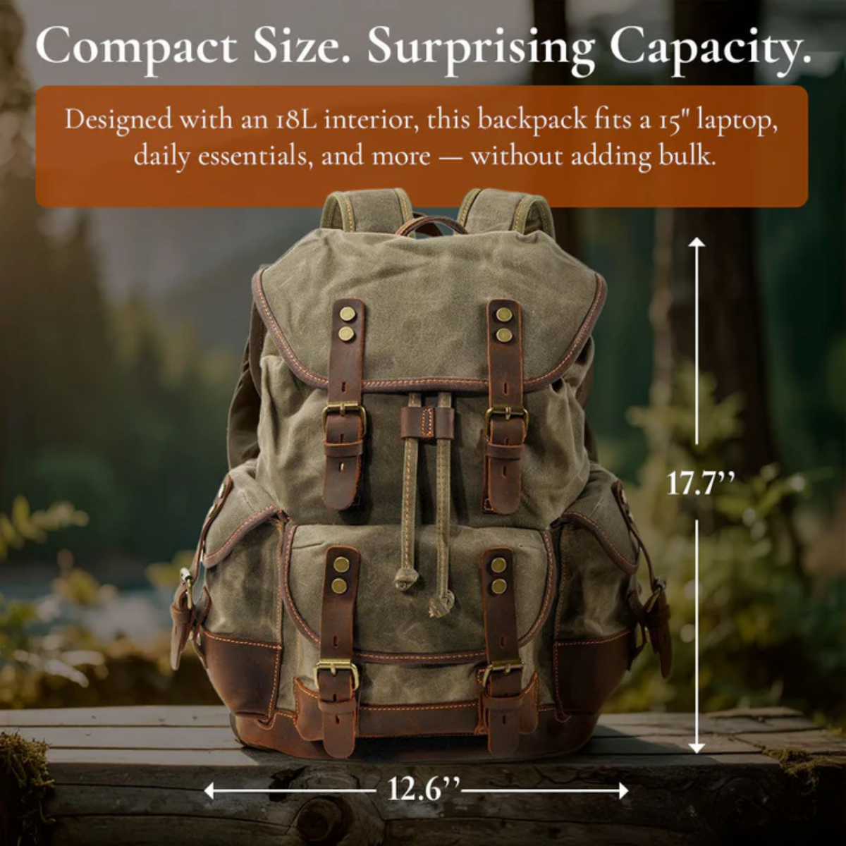 John | Robust canvas backpack made of Vegan Leather