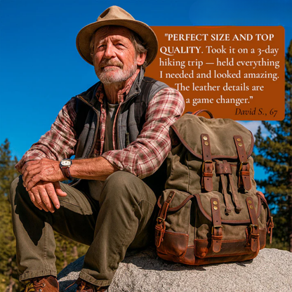 John | Robust canvas backpack made of Vegan Leather