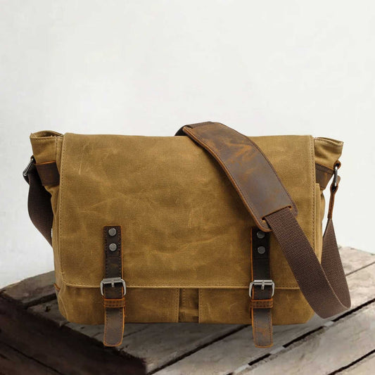 Joshua | Sturdy canvas shoulder bag made of Vegan Leather