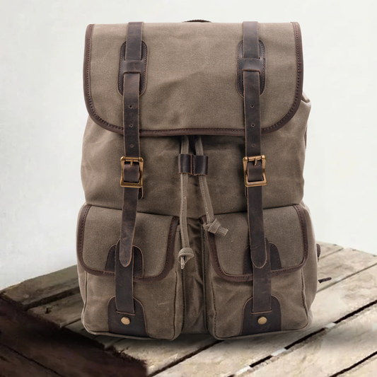 Marcus | Canvas travel backpack made of Vegan Leather
