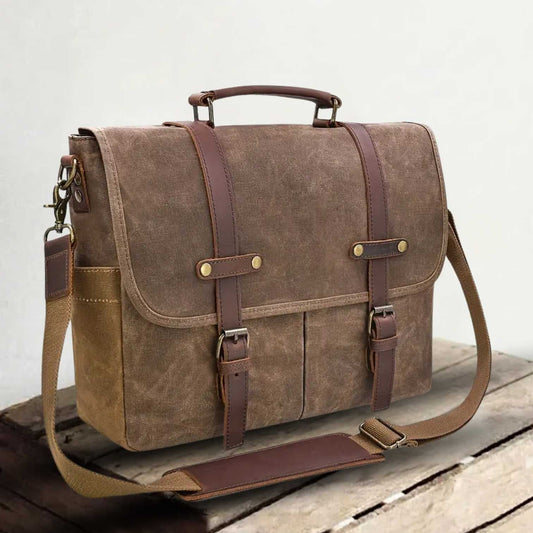 Brett | Waterproof canvas shoulder bag made of Vegan Leather
