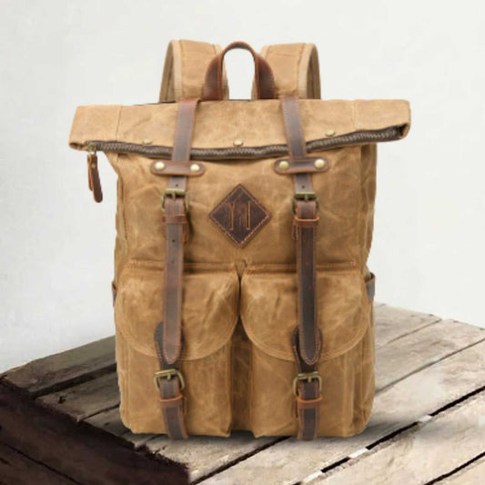 Mitchell | Canvas travel backpack made of Vegan Leather