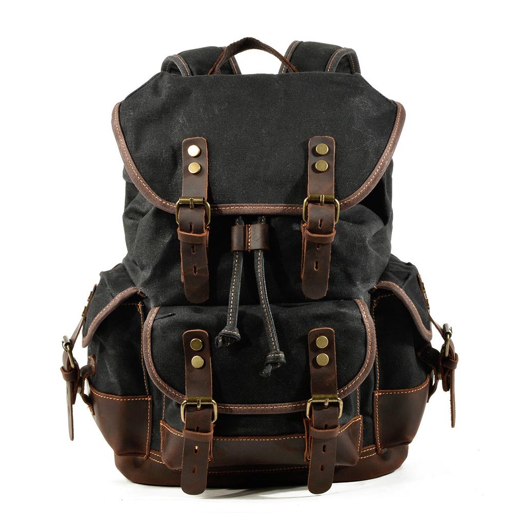 John | Robust canvas backpack made of Vegan Leather
