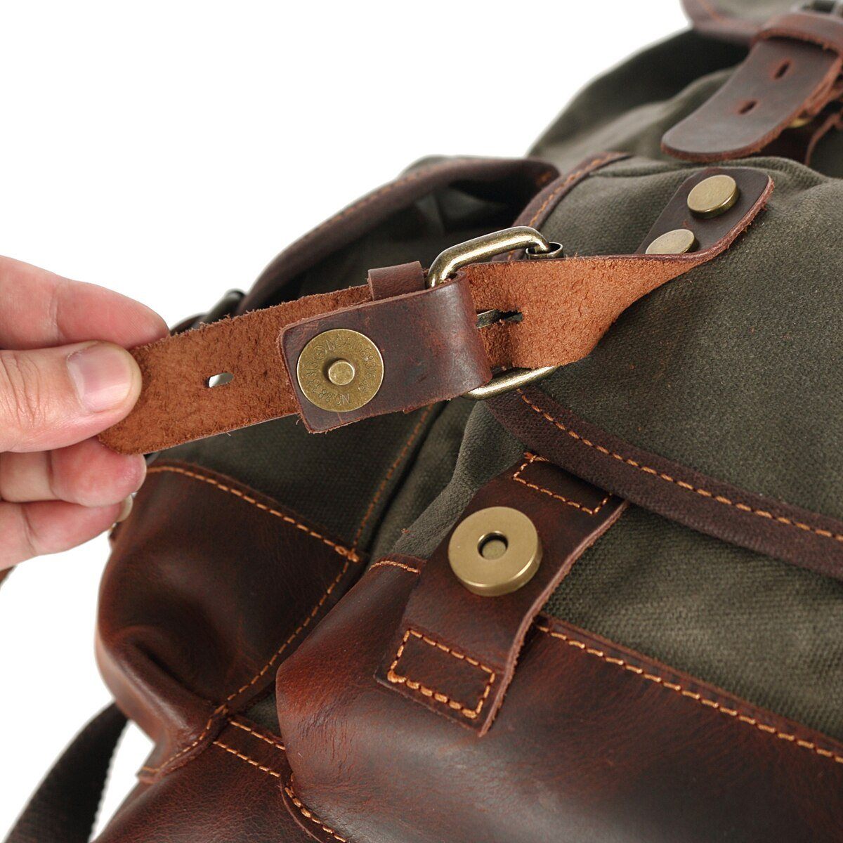 John | Robust canvas backpack made of Vegan Leather