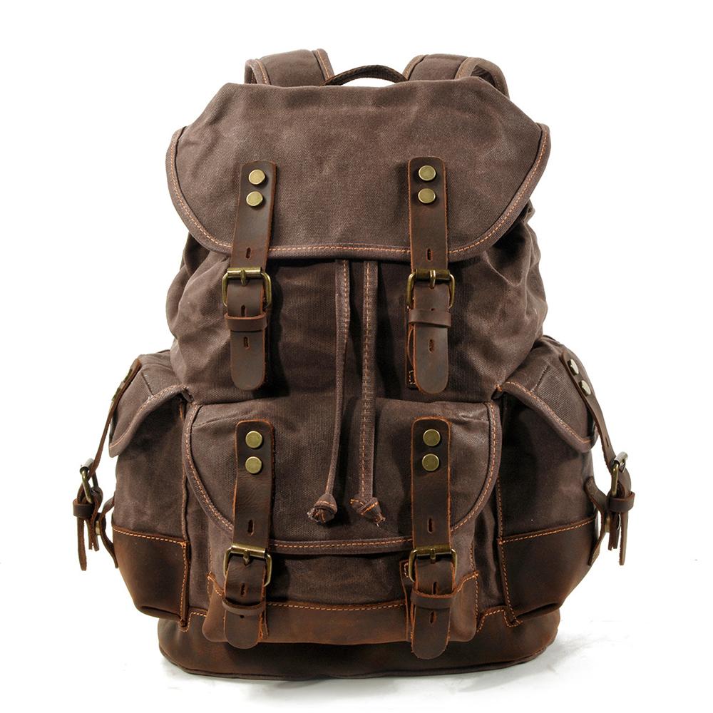 John | Robust canvas backpack made of Vegan Leather
