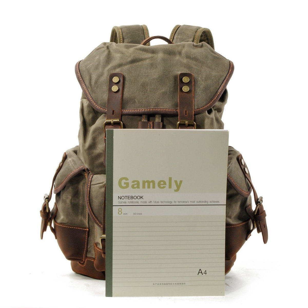 John | Robust canvas backpack made of Vegan Leather