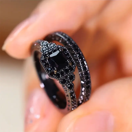 Retro Black Ring Duo