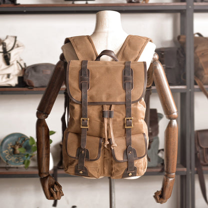Marcus | Canvas travel backpack made of Vegan Leather